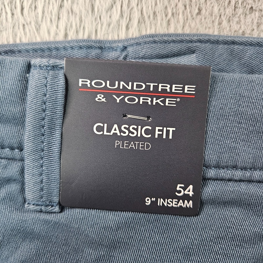 NEW Roundtree & Yorke The Cloud Shorts Men 54 x 9" Stretch Classic Pleated Blue